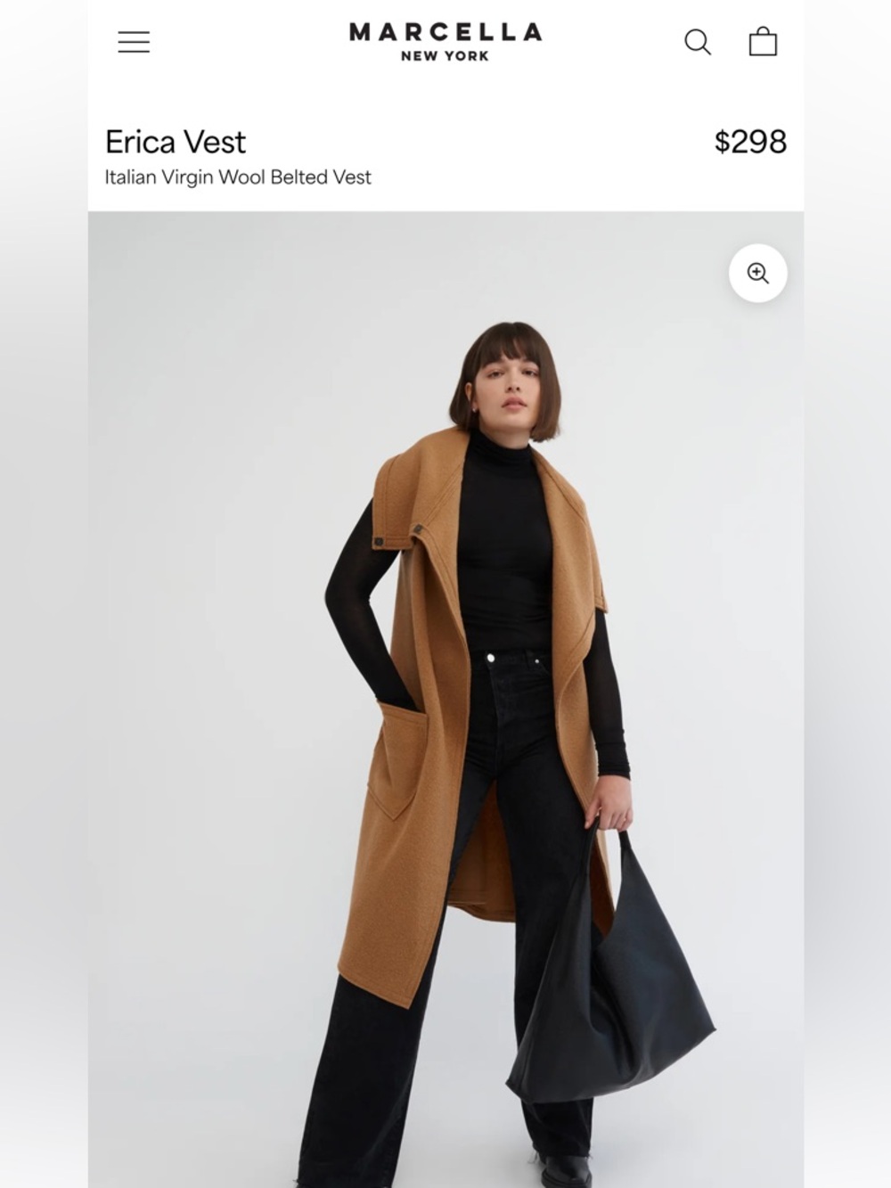MARCELLA Italian Camel Wool Belted Vest